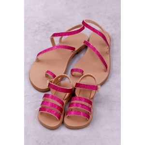 7011-1 Simple Glitter Γυναικεία δερμάτινα ή ανατομικά σανδάλια. (ΦΙΔΙ)