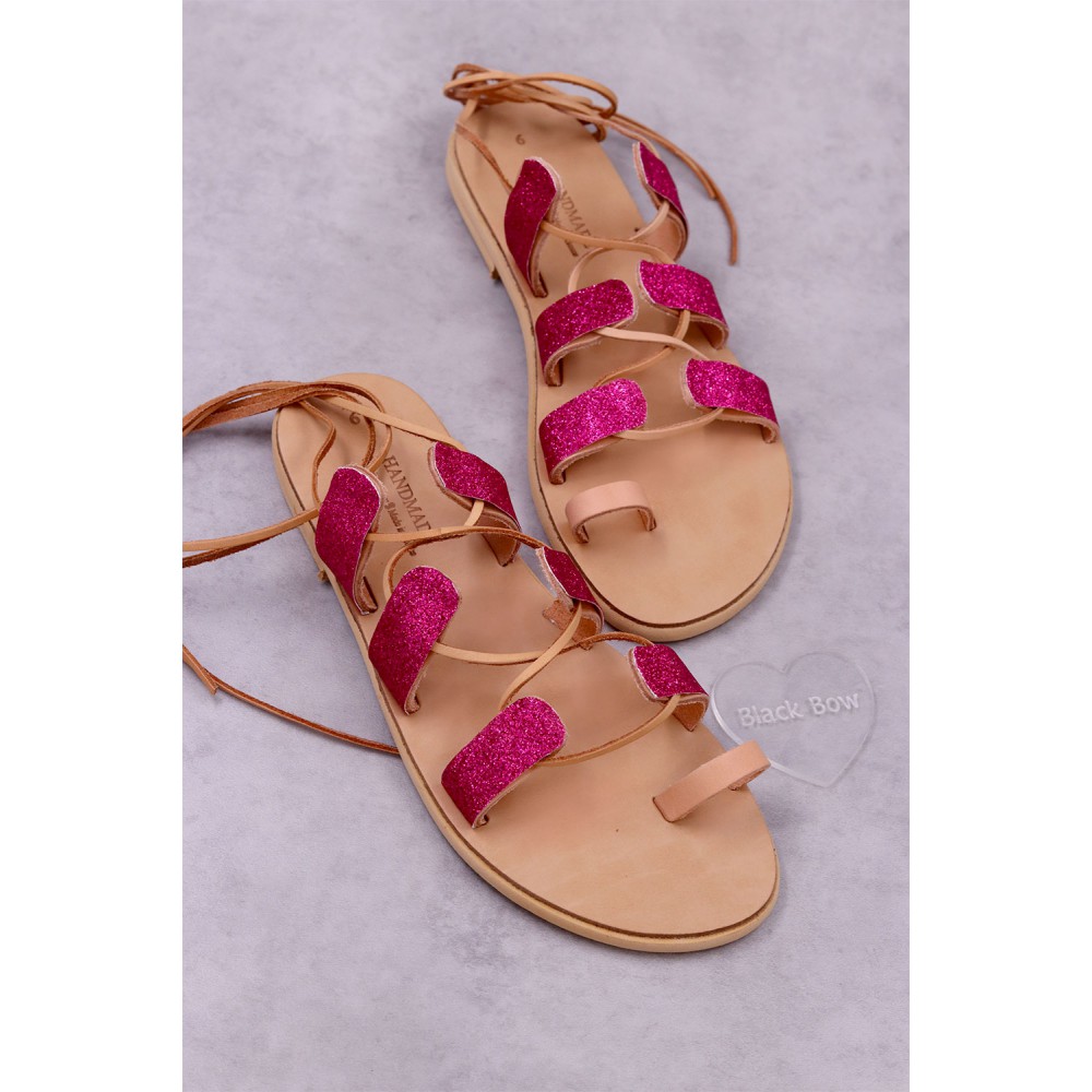 7011-2 Simple Glitter Γυναικεία δερμάτινα σανδάλια. (ΜΠΟΧΟ)