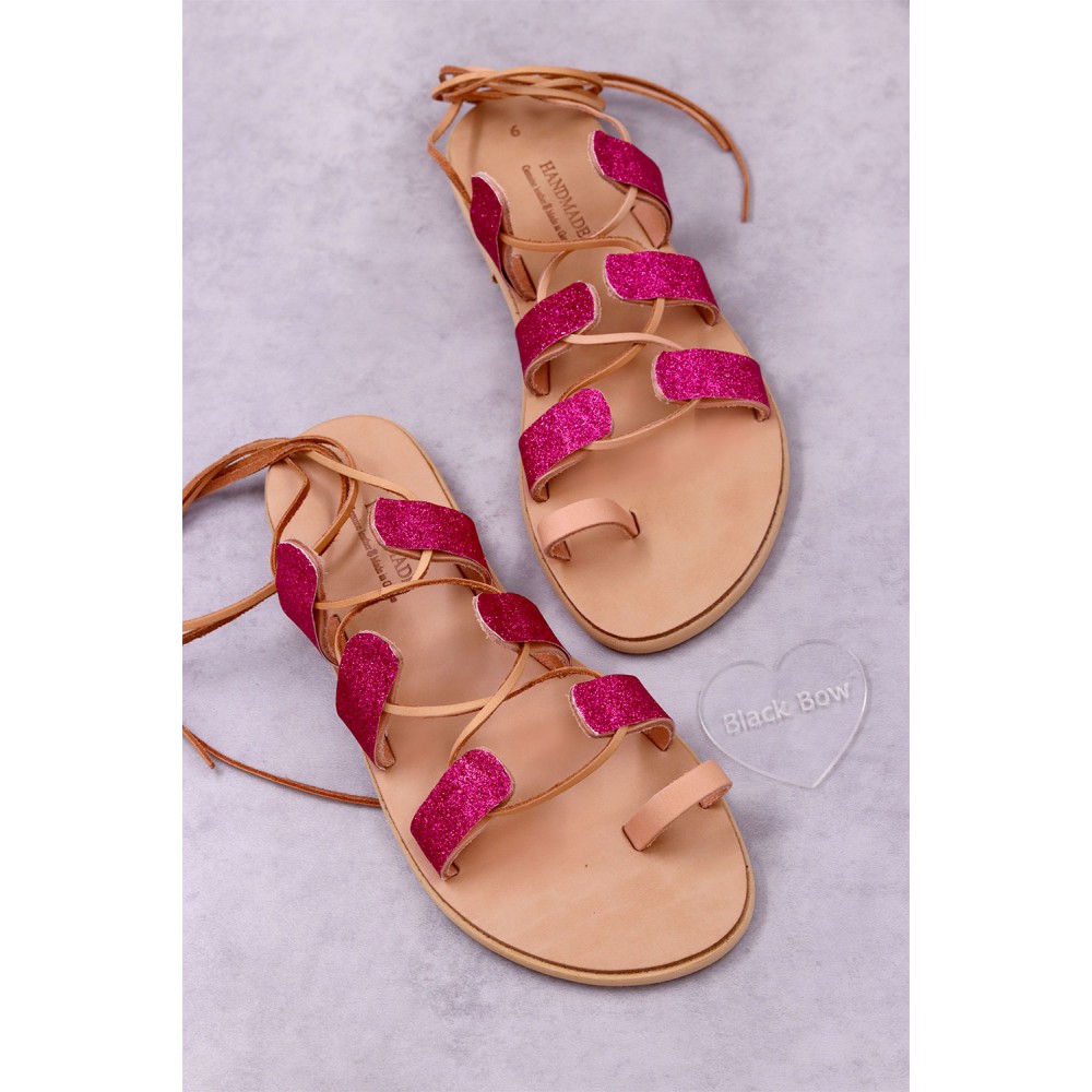 7011-2 Simple Glitter Γυναικεία δερμάτινα σανδάλια. (ΜΠΟΧΟ)