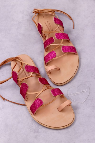 7011-2 Simple Glitter Γυναικεία δερμάτινα σανδάλια. (ΜΠΟΧΟ)