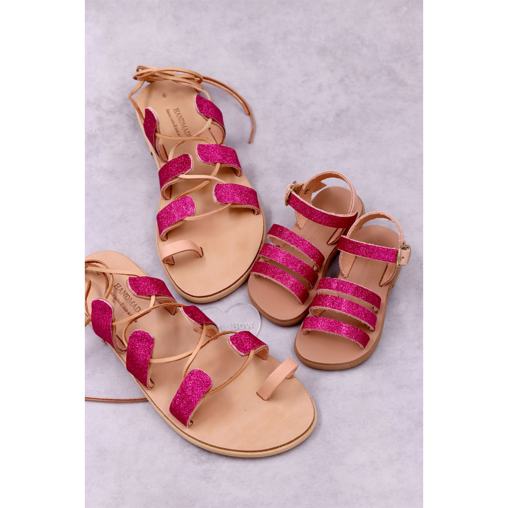 7011-2 Simple Glitter Γυναικεία δερμάτινα σανδάλια. (ΜΠΟΧΟ)