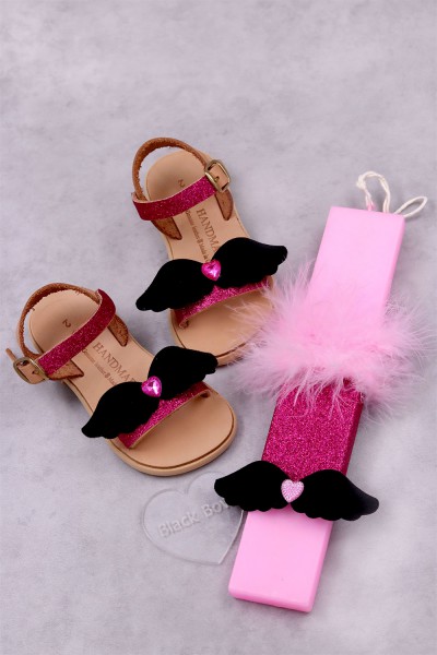 7012 Black Wings Παιδικά & βρεφικά δερμάτινα ή ανατομικά σανδάλια. (ΔΛ)