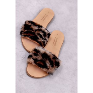 7013 Fury Leopard Γυναικεία δερμάτινα σανδάλια. (παντ.)