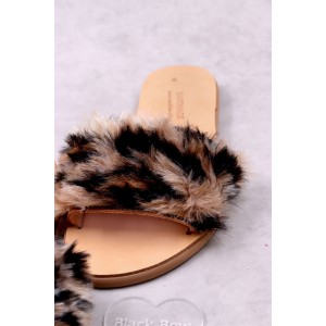 7013 Fury Leopard Γυναικεία δερμάτινα σανδάλια. (παντ.)