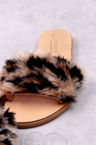 7013 Fury Leopard Γυναικεία δερμάτινα σανδάλια. (παντ.)