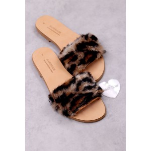 7013 Fury Leopard Γυναικεία δερμάτινα σανδάλια. (παντ.)