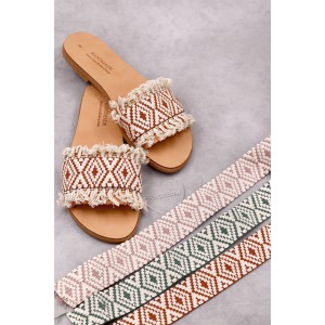 7015 Azul Γυναικεία δερμάτινα σανδάλια. (Παντοφ.)