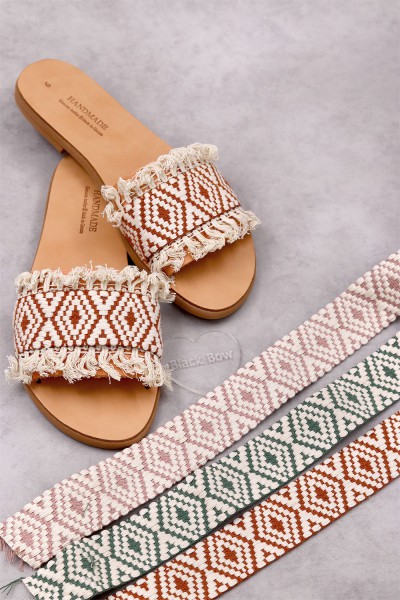 7015 Azul Γυναικεία δερμάτινα σανδάλια. (Παντοφ.)