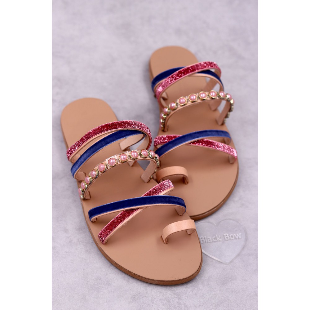 7022-1 Danielina Γυναικεία δερμάτινα σανδάλια. (ZZ)