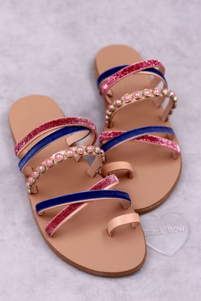 7022-1 Danielina Γυναικεία δερμάτινα σανδάλια. (ZZ)