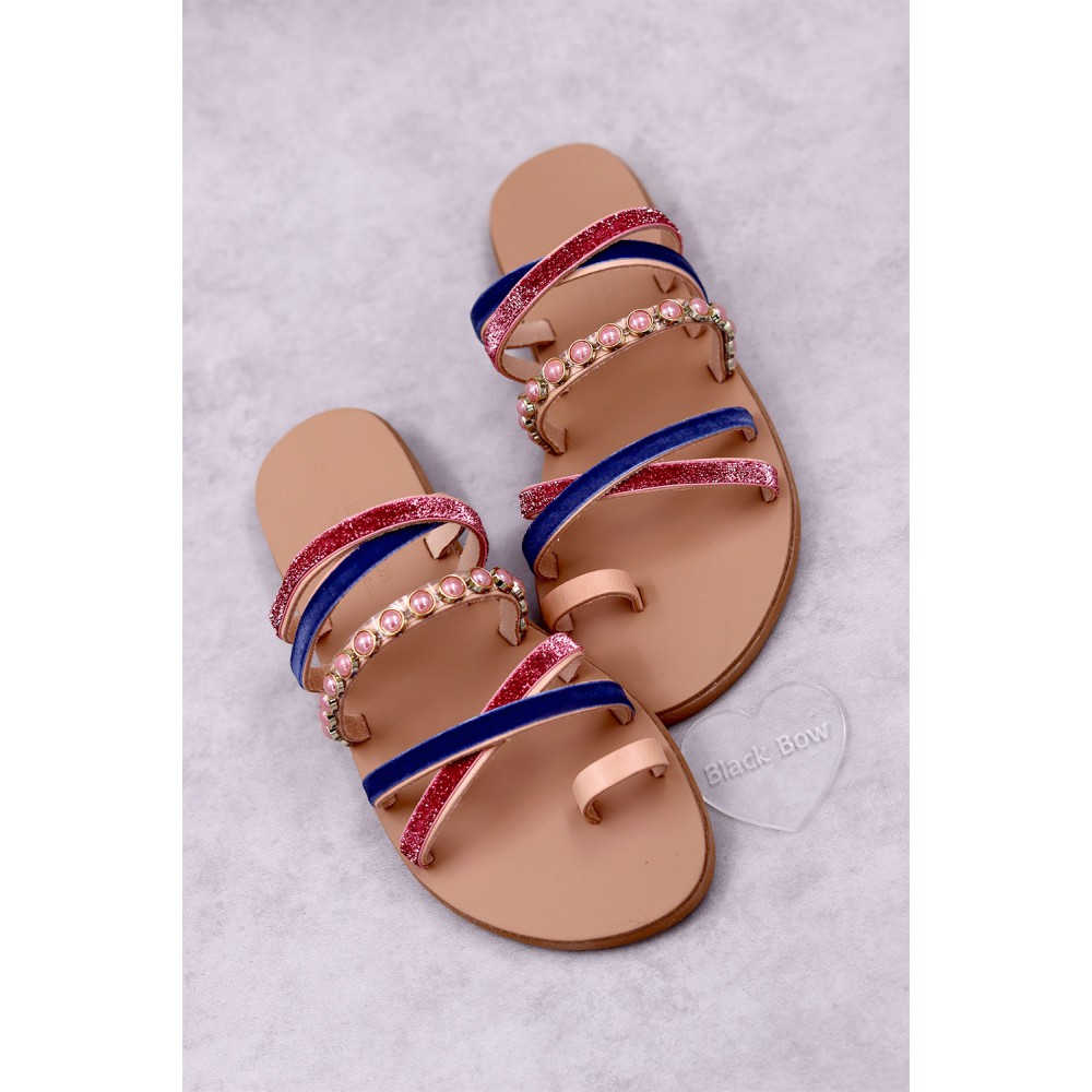 7022-1 Danielina Γυναικεία δερμάτινα σανδάλια. (ZZ)