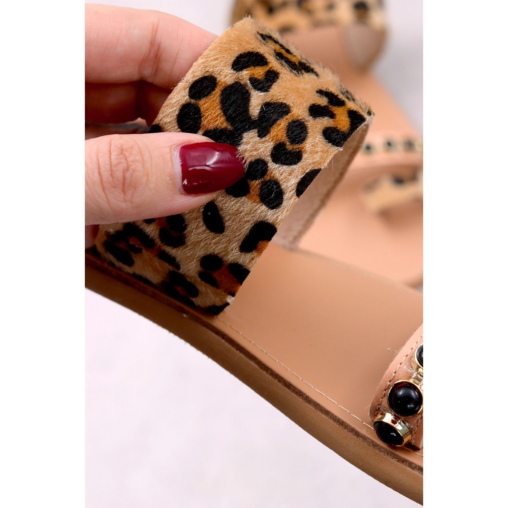 7051B Pony Skin Παιδικά & βρεφικά δερμάτινα σανδάλια. (ΖΛ)