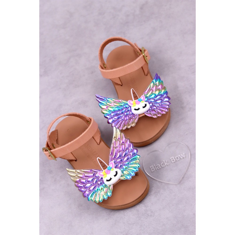 4805 Dark Feather Παιδικά & βρεφικά δερμάτινα ή ανατομικά σανδάλια. (ΔΛ)