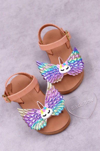 4805 Dark Feather Παιδικά & βρεφικά δερμάτινα ή ανατομικά σανδάλια. (ΔΛ)