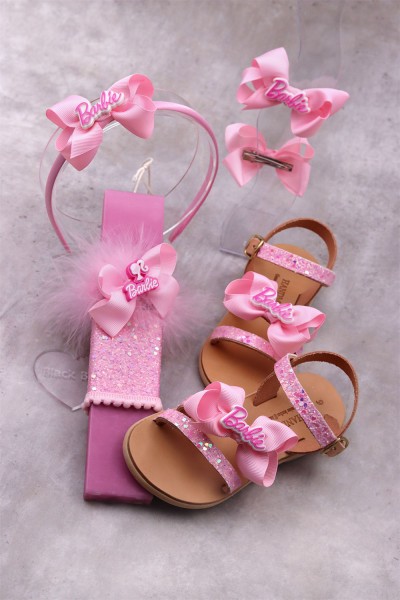5006A Barbie Παιδικά δερμάτινα σανδάλια. (ZΛ)