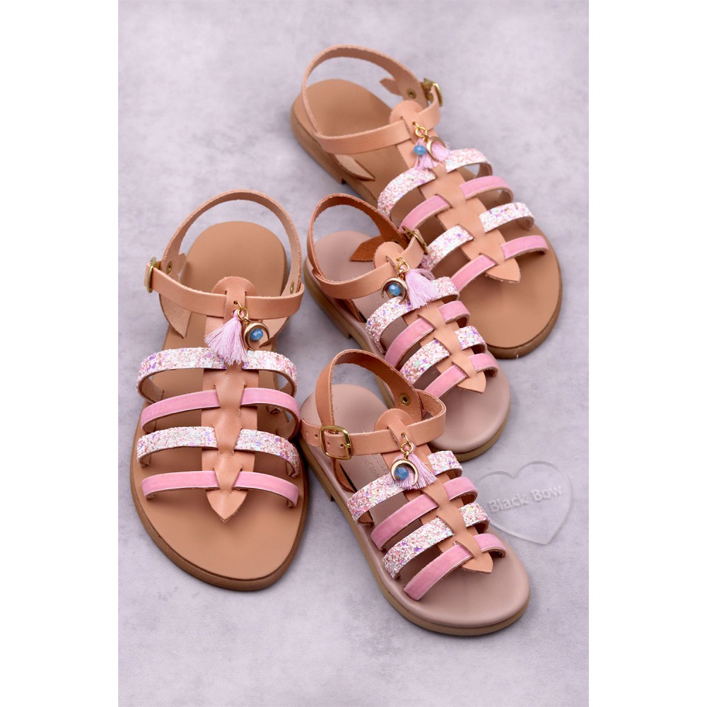 5012-1Moon Γυναικεία δερμάτινα σανδάλια. (Ερμής)