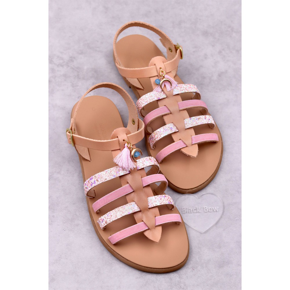 5012-1Moon Γυναικεία δερμάτινα σανδάλια. (Ερμής)