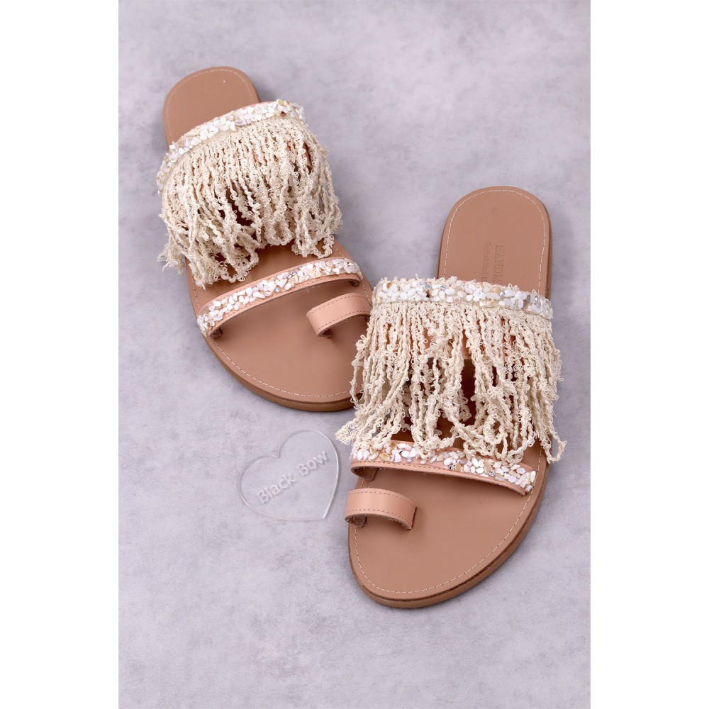 5018-1 Sand Γυναικεία δερμάτινα σανδάλια. (ΑΝΑΣΤ)