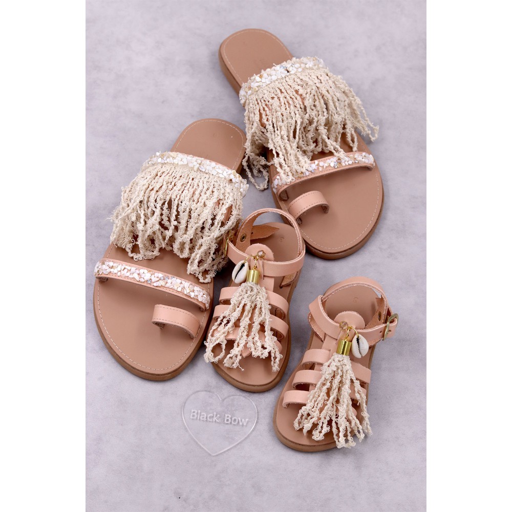 5018-1 Sand Γυναικεία δερμάτινα σανδάλια. (ΑΝΑΣΤ)