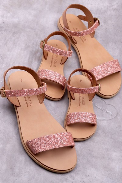 5022-1 Just Glitter Γυναικεία δερμάτινα ή ανατομικά σανδάλια. (ΔΛ)