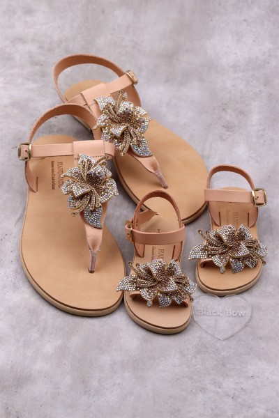 5025-4 Bloom Γυναικεία δερμάτινα ή ανατομικά σανδάλια. (Ταφ)