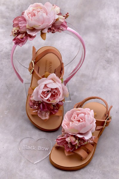 5037 Peonies Παιδικά δερμάτινα ή ανατομικά σανδάλια. (Ερμής)