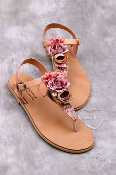 5039-2 Magnolia Γυναικεία δερμάτινα ή ανατομικά σανδάλια. (Ταφ)