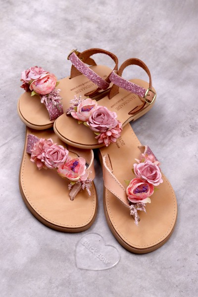 5039-3 Magnolia Γυναικεία δερμάτινα ή ανατομικά σανδάλια. (Διχάλα)