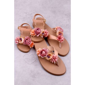 5055-1 Rosestar Γυναικεία δερμάτινα σανδάλια. (Διχάλα)