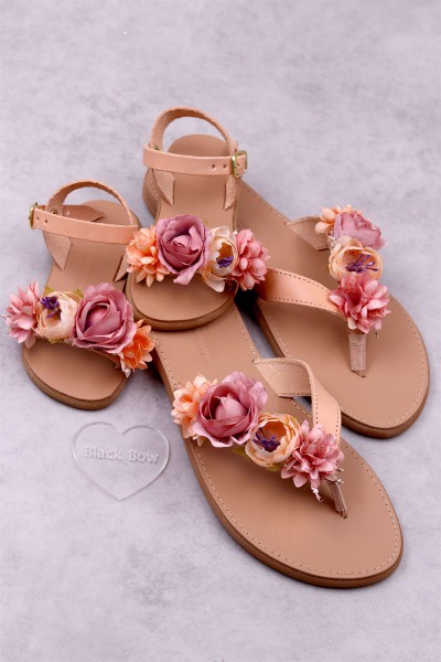 5055-1 Rosestar Γυναικεία δερμάτινα σανδάλια. (Διχάλα)