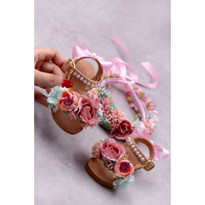 5060B Bow Flowers Παιδικά & βρεφικά δερμάτινα ή ανατομικά σανδάλια. (ΔΛ)