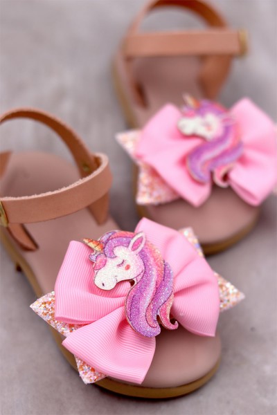 6010 Pink Unicorn Παιδικά & βρεφικά δερμάτινα ή ανατομικά σανδάλια. (ΔΛ)