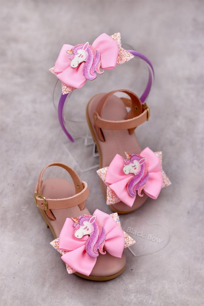 6010 Pink Unicorn Παιδικά & βρεφικά δερμάτινα ή ανατομικά σανδάλια. (ΔΛ)