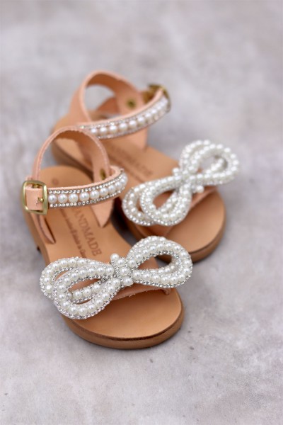 6023 Rhinestone Bow Παιδικά & βρεφικά δερμάτινα ή ανατομικά σανδάλια. (ΔΛ)
