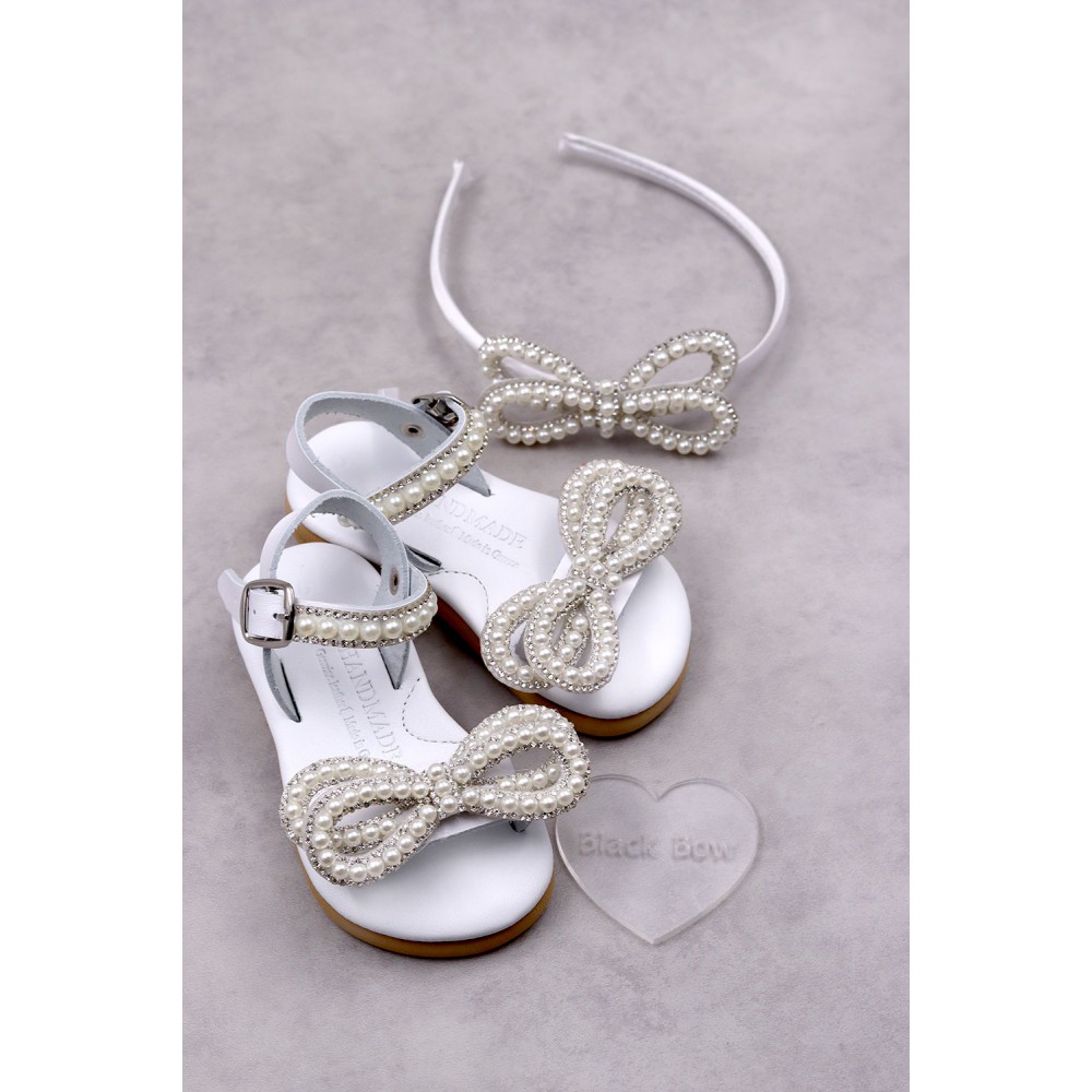 6023 Rhinestone Bow Παιδικά & βρεφικά δερμάτινα ή ανατομικά σανδάλια. (ΔΛ)