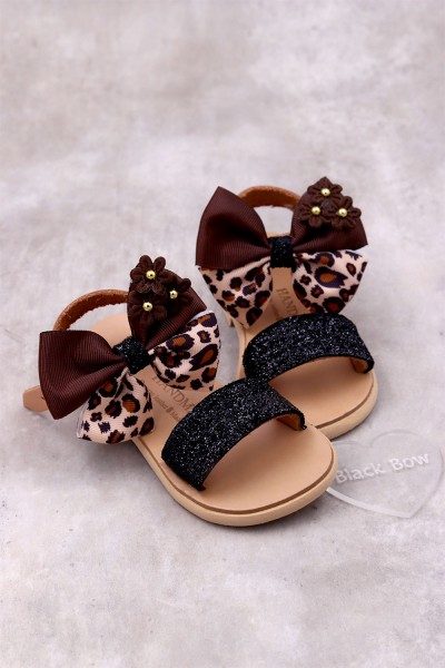 6026 Leopard Bow D Παιδικά & βρεφικά δερμάτινα ή ανατομικά σανδάλια. (ΔΛ)