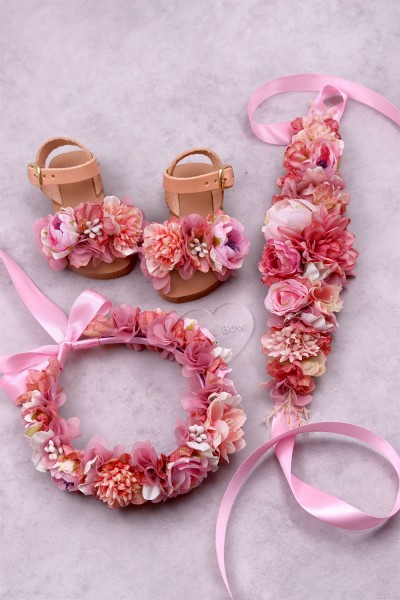 088-101 Σετ προσφοράς MAGIC, σανδάλια, στεφανάκι, ζώνη σε χρώματα της επιλογής σας