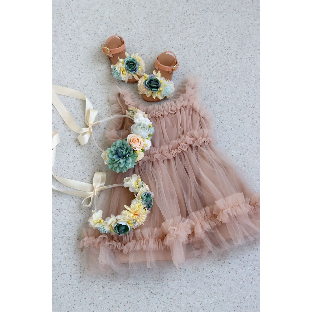 STE2300B, Χειροποίητο μισό στεφανάκι για τα μαλλιά με λουλούδια. 