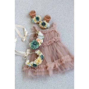 STE2300B, Χειροποίητο μισό στεφανάκι για τα μαλλιά με λουλούδια. 