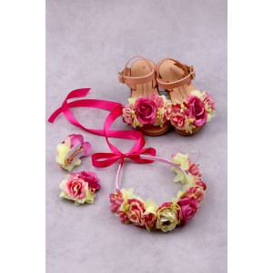 STE2300B, Χειροποίητο μισό στεφανάκι για τα μαλλιά με λουλούδια. 