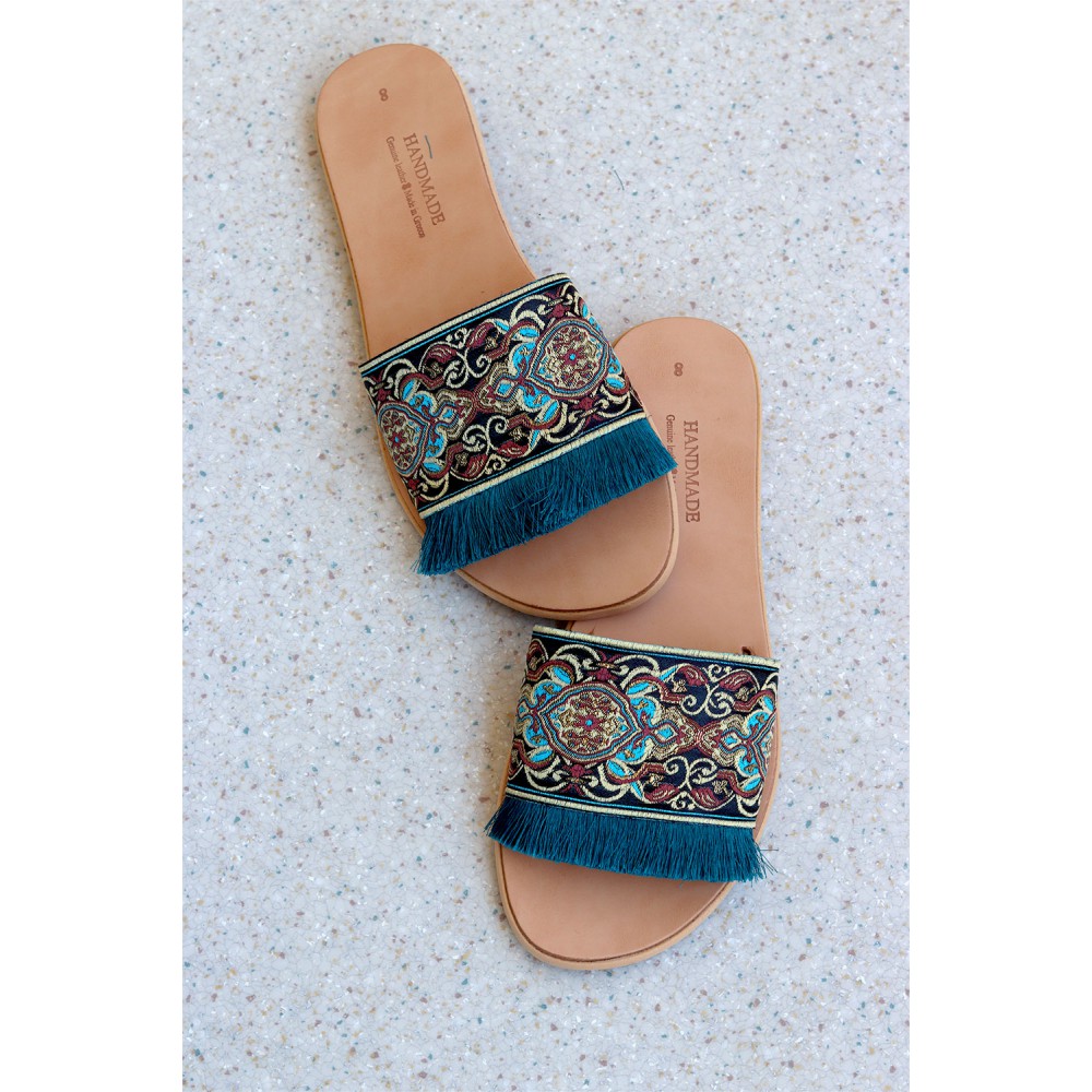 6074 BohoPetr Γυναικεία δερμάτινα σανδάλια.