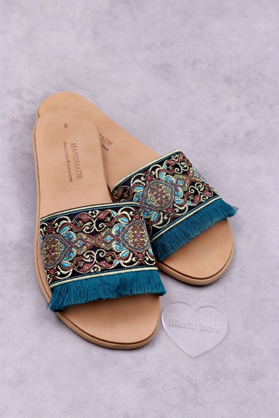 6074 BohoPetr Γυναικεία δερμάτινα σανδάλια.