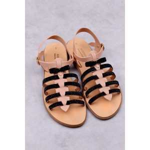 6081 Black Elegant Γυναικεία δερμάτινα σανδάλια. (Ερμής)