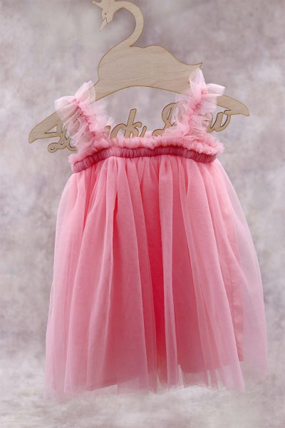 90300 Bella Βρεφικό & παιδικό φόρεμα από τούλι σε ροζ χρώμα. (ελαστικό στο στήθος)