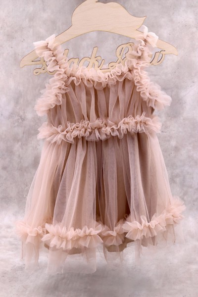 90700 Champagne Βρεφικό & παιδικό φόρεμα από τούλι σε μπεζ χρώμα. (ελαστικό στο στήθος)