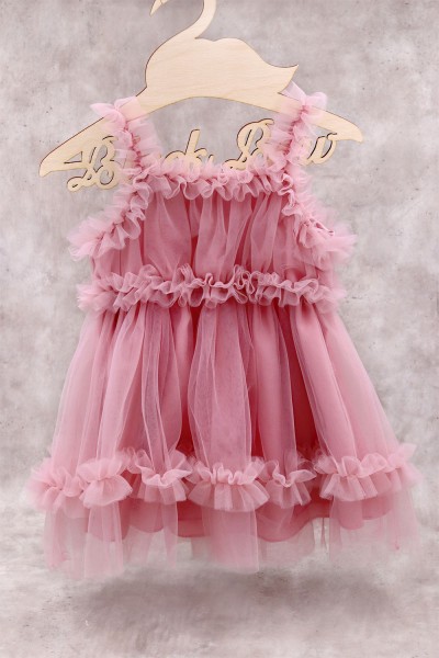 90800B Dark Pink Lady Βρεφικό & παιδικό φόρεμα από τούλι σε ροζ νουντ χρώμα. (ελαστικό στο στήθος)