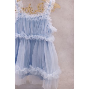 91000 Sky Blue Lady Βρεφικό & παιδικό φόρεμα από τούλι σε γαλάζιο χρώμα. (ελαστικό στο στήθος)