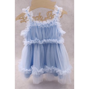 91000 Sky Blue Lady Βρεφικό & παιδικό φόρεμα από τούλι σε γαλάζιο χρώμα. (ελαστικό στο στήθος)