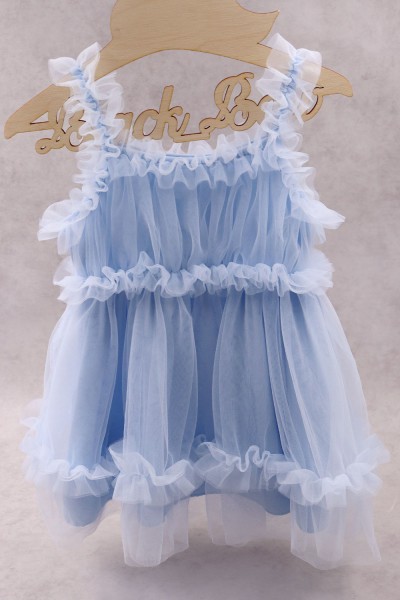 91000 Sky Blue Lady Βρεφικό & παιδικό φόρεμα από τούλι σε γαλάζιο χρώμα. (ελαστικό στο στήθος)