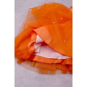 92100 Orange Βρεφικό & παιδικό φόρεμα από τούλι σε πορτοκαλί χρώμα με αποσπώμενο φιόγκο.